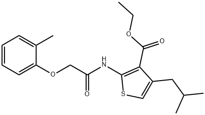 ethyl 4-isobutyl-2-{[(2-methylphenoxy)acetyl]amino}-3-thiophenecarboxylate Struktur