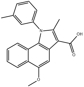 5-methoxy-2-methyl-1-(3-methylphenyl)-1H-benzo[g]indole-3-carboxylic acid Struktur