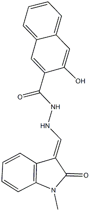 3-hydroxy-N'-[(1-methyl-2-oxo-1,2-dihydro-3H-indol-3-ylidene)methyl]-2-naphthohydrazide Struktur