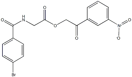 2-{3-nitrophenyl}-2-oxoethyl [(4-bromobenzoyl)amino]acetate Struktur