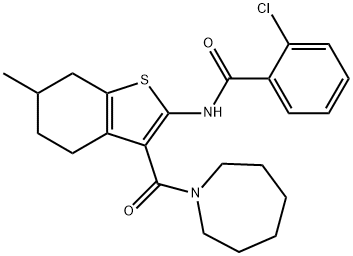 N-[3-(1-azepanylcarbonyl)-6-methyl-4,5,6,7-tetrahydro-1-benzothien-2-yl]-2-chlorobenzamide Struktur