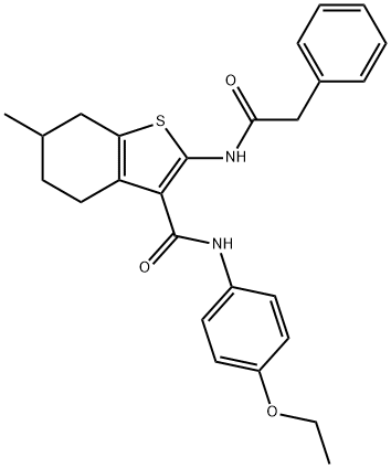 N-(4-ethoxyphenyl)-6-methyl-2-[(phenylacetyl)amino]-4,5,6,7-tetrahydro-1-benzothiophene-3-carboxamide Struktur