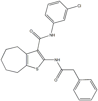 N-(3-chlorophenyl)-2-[(phenylacetyl)amino]-5,6,7,8-tetrahydro-4H-cyclohepta[b]thiophene-3-carboxamide Struktur