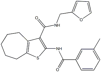 N-(2-furylmethyl)-2-[(3-methylbenzoyl)amino]-5,6,7,8-tetrahydro-4H-cyclohepta[b]thiophene-3-carboxamide Struktur