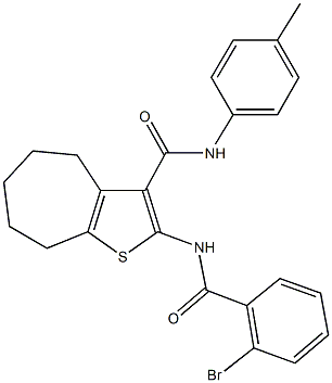 2-[(2-bromobenzoyl)amino]-N-(4-methylphenyl)-5,6,7,8-tetrahydro-4H-cyclohepta[b]thiophene-3-carboxamide Struktur