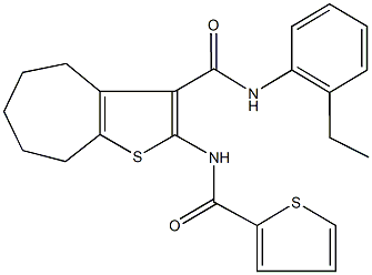 N-(2-ethylphenyl)-2-[(2-thienylcarbonyl)amino]-5,6,7,8-tetrahydro-4H-cyclohepta[b]thiophene-3-carboxamide Struktur