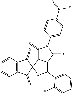 1-(2-chlorophenyl)-5-(4-nitrophenyl)-3a,6a-dihydrosprio[1H-furo[3,4-c]pyrrole-3,2'-(1'H)-indene]-1',3',4,6(2'H,3H,5H)-tetrone Struktur