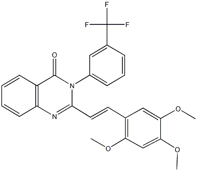 3-[3-(trifluoromethyl)phenyl]-2-[2-(2,4,5-trimethoxyphenyl)vinyl]-4(3H)-quinazolinone Struktur