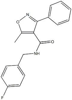 N-(4-fluorobenzyl)-5-methyl-3-phenyl-4-isoxazolecarboxamide Struktur