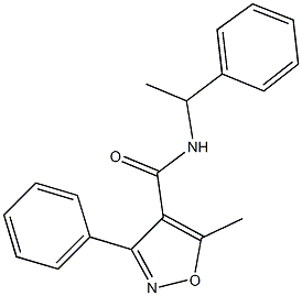 5-methyl-3-phenyl-N-(1-phenylethyl)-4-isoxazolecarboxamide Struktur