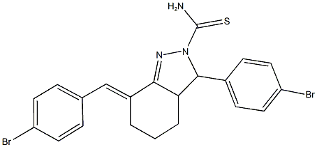 7-(4-bromobenzylidene)-3-(4-bromophenyl)-3,3a,4,5,6,7-hexahydro-2H-indazole-2-carbothioamide Struktur