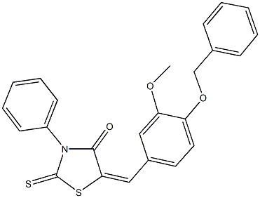 5-[4-(benzyloxy)-3-methoxybenzylidene]-3-phenyl-2-thioxo-1,3-thiazolidin-4-one Struktur