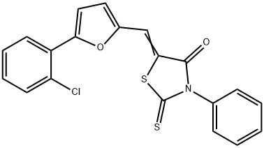 5-{[5-(2-chlorophenyl)-2-furyl]methylene}-3-phenyl-2-thioxo-1,3-thiazolidin-4-one Struktur