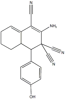 2-amino-4-(4-hydroxyphenyl)-4a,5,6,7-tetrahydronaphthalene-1,3,3(4H)-tricarbonitrile Struktur