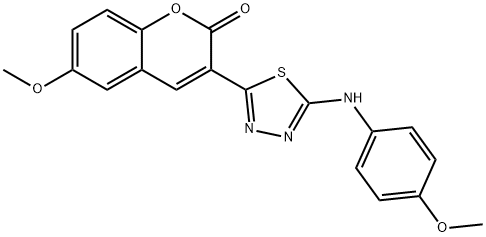 6-methoxy-3-[5-(4-methoxyanilino)-1,3,4-thiadiazol-2-yl]-2H-chromen-2-one Struktur