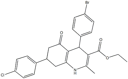 ethyl 4-(4-bromophenyl)-7-(4-chlorophenyl)-2-methyl-5-oxo-1,4,5,6,7,8-hexahydro-3-quinolinecarboxylate Struktur