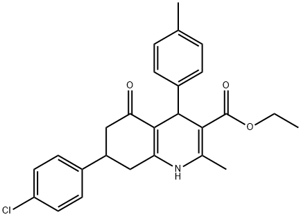 ethyl 7-(4-chlorophenyl)-2-methyl-4-(4-methylphenyl)-5-oxo-1,4,5,6,7,8-hexahydro-3-quinolinecarboxylate Struktur