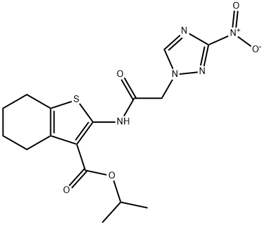 isopropyl 2-[({3-nitro-1H-1,2,4-triazol-1-yl}acetyl)amino]-4,5,6,7-tetrahydro-1-benzothiophene-3-carboxylate Struktur