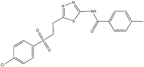 N-(5-{2-[(4-chlorophenyl)sulfonyl]ethyl}-1,3,4-thiadiazol-2-yl)-4-methylbenzamide Struktur