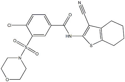 4-chloro-N-(3-cyano-4,5,6,7-tetrahydro-1-benzothien-2-yl)-3-(4-morpholinylsulfonyl)benzamide Struktur