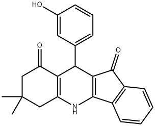 10-(3-hydroxyphenyl)-7,7-dimethyl-6,7,8,10-tetrahydro-5H-indeno[1,2-b]quinoline-9,11-dione Struktur