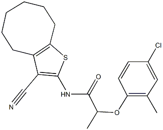 2-(4-chloro-2-methylphenoxy)-N-(3-cyano-4,5,6,7,8,9-hexahydrocycloocta[b]thien-2-yl)propanamide Struktur