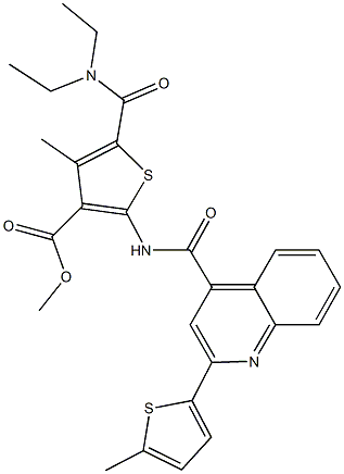 methyl 5-[(diethylamino)carbonyl]-4-methyl-2-({[2-(5-methyl-2-thienyl)-4-quinolinyl]carbonyl}amino)-3-thiophenecarboxylate Struktur