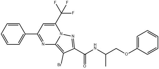 3-bromo-N-[1-methyl-2-(phenyloxy)ethyl]-5-phenyl-7-(trifluoromethyl)pyrazolo[1,5-a]pyrimidine-2-carboxamide Struktur