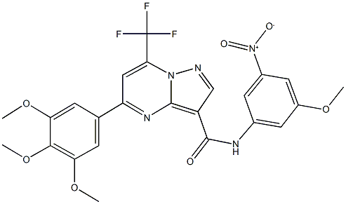 N-{3-nitro-5-methoxyphenyl}-7-(trifluoromethyl)-5-(3,4,5-trimethoxyphenyl)pyrazolo[1,5-a]pyrimidine-3-carboxamide Struktur