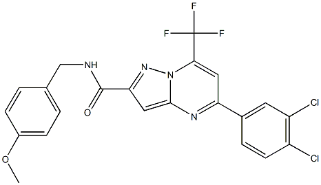 5-(3,4-dichlorophenyl)-N-(4-methoxybenzyl)-7-(trifluoromethyl)pyrazolo[1,5-a]pyrimidine-2-carboxamide Struktur