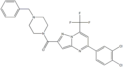 2-[(4-benzyl-1-piperazinyl)carbonyl]-5-(3,4-dichlorophenyl)-7-(trifluoromethyl)pyrazolo[1,5-a]pyrimidine Struktur