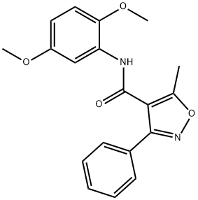 N-(2,5-dimethoxyphenyl)-5-methyl-3-phenyl-4-isoxazolecarboxamide Struktur