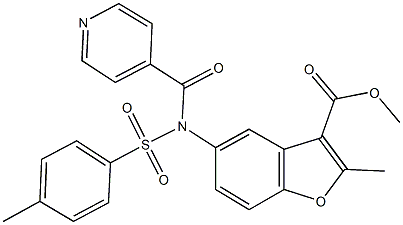 methyl 5-{isonicotinoyl[(4-methylphenyl)sulfonyl]amino}-2-methyl-1-benzofuran-3-carboxylate Struktur