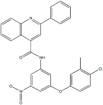 N-{3-(4-chloro-3-methylphenoxy)-5-nitrophenyl}-2-phenyl-4-quinolinecarboxamide Struktur