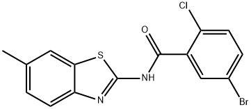 5-bromo-2-chloro-N-(6-methyl-1,3-benzothiazol-2-yl)benzamide Struktur