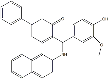 5-(4-hydroxy-3-methoxyphenyl)-2-phenyl-2,3,5,6-tetrahydrobenzo[a]phenanthridin-4(1H)-one Struktur