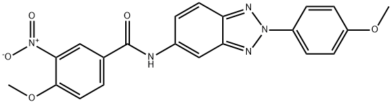 3-nitro-4-methoxy-N-[2-(4-methoxyphenyl)-2H-1,2,3-benzotriazol-5-yl]benzamide Struktur