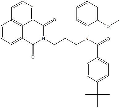 4-tert-butyl-N-[3-(1,3-dioxo-1H-benzo[de]isoquinolin-2(3H)-yl)propyl]-N-(2-methoxyphenyl)benzamide Struktur