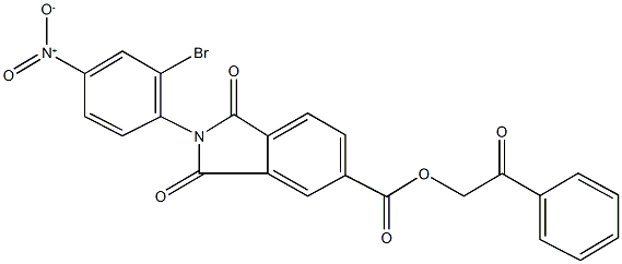 2-oxo-2-phenylethyl 2-{2-bromo-4-nitrophenyl}-1,3-dioxo-5-isoindolinecarboxylate Struktur