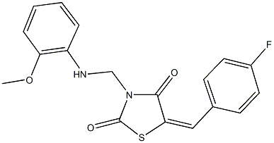 5-(4-fluorobenzylidene)-3-[(2-methoxyanilino)methyl]-1,3-thiazolidine-2,4-dione Struktur