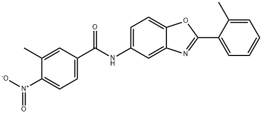 4-nitro-3-methyl-N-[2-(2-methylphenyl)-1,3-benzoxazol-5-yl]benzamide Struktur