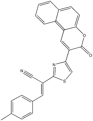 3-(4-methylphenyl)-2-[4-(3-oxo-3H-benzo[f]chromen-2-yl)-1,3-thiazol-2-yl]acrylonitrile Struktur