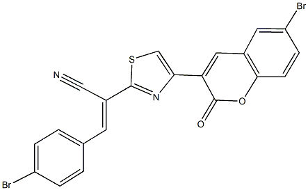 2-[4-(6-bromo-2-oxo-2H-chromen-3-yl)-1,3-thiazol-2-yl]-3-(4-bromophenyl)acrylonitrile Struktur