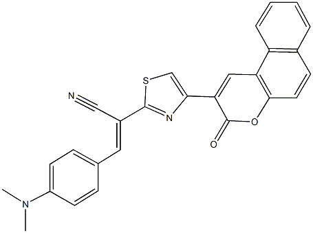 3-[4-(dimethylamino)phenyl]-2-[4-(3-oxo-3H-benzo[f]chromen-2-yl)-1,3-thiazol-2-yl]acrylonitrile Struktur