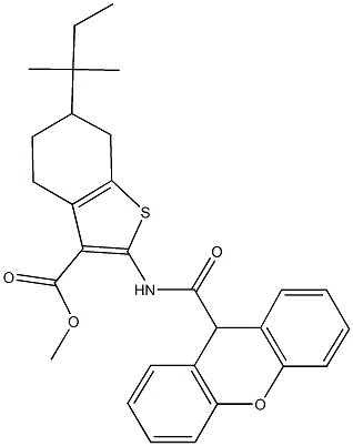 methyl 6-tert-pentyl-2-[(9H-xanthen-9-ylcarbonyl)amino]-4,5,6,7-tetrahydro-1-benzothiophene-3-carboxylate Struktur