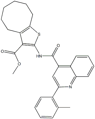 methyl 2-({[2-(2-methylphenyl)-4-quinolinyl]carbonyl}amino)-4,5,6,7,8,9-hexahydrocycloocta[b]thiophene-3-carboxylate Struktur