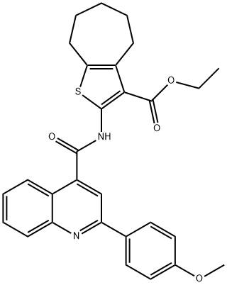 ethyl 2-({[2-(4-methoxyphenyl)-4-quinolinyl]carbonyl}amino)-5,6,7,8-tetrahydro-4H-cyclohepta[b]thiophene-3-carboxylate Struktur