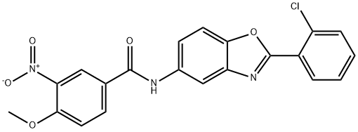 N-[2-(2-chlorophenyl)-1,3-benzoxazol-5-yl]-3-nitro-4-methoxybenzamide Struktur