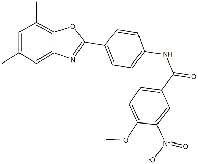 N-[4-(5,7-dimethyl-1,3-benzoxazol-2-yl)phenyl]-3-nitro-4-methoxybenzamide Struktur