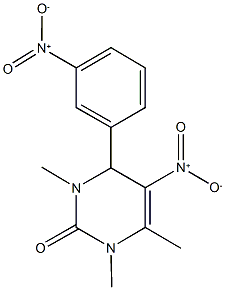 5-nitro-4-{3-nitrophenyl}-1,3,6-trimethyl-3,4-dihydro-2(1H)-pyrimidinone Struktur